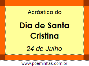 Acróstico Dia de Santa Cristina