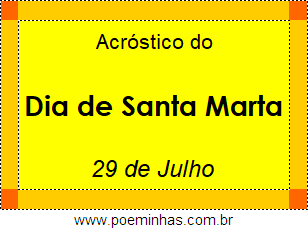 Acróstico Dia de Santa Marta