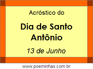 Acróstico Dia de Santo Antônio