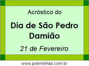 Acróstico Dia de São Pedro Damião