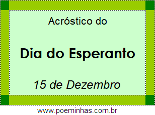 Acróstico Dia do Esperanto