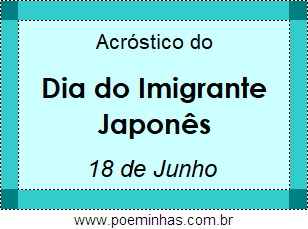 Acróstico Dia do Imigrante Japonês