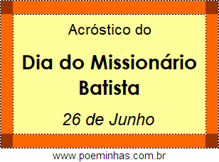 Acróstico Dia do Missionário Batista