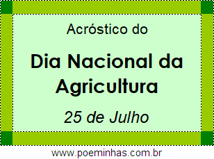 Acróstico Dia Nacional da Agricultura