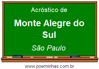 Acróstico da Cidade Monte Alegre do Sul