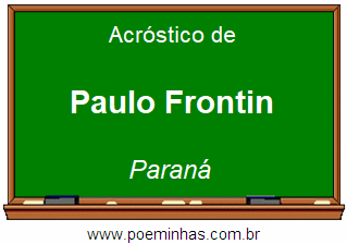 Acróstico da Cidade Paulo Frontin