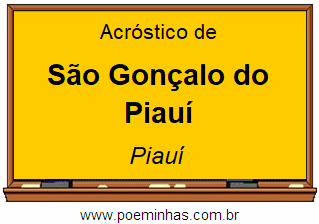 Acróstico da Cidade São Gonçalo do Piauí