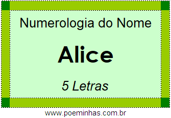 Numerologia do Nome Alice