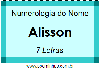 Numerologia do Nome Alisson