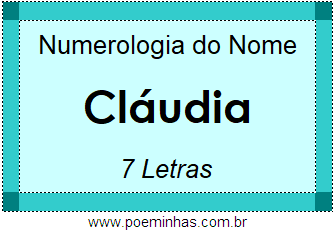 Numerologia do Nome Cláudia