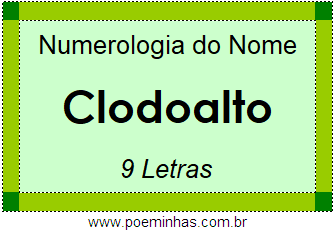 Numerologia do Nome Clodoalto