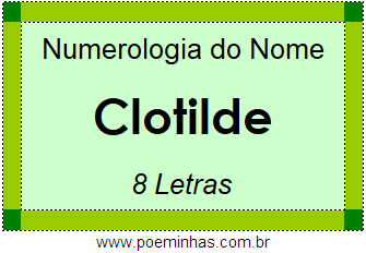 Numerologia do Nome Clotilde