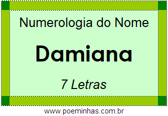 Numerologia do Nome Damiana