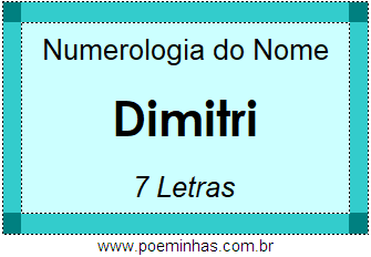 Numerologia do Nome Dimitri