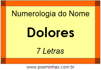 Numerologia do Nome Dolores