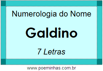 Numerologia do Nome Galdino