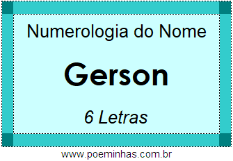 Numerologia do Nome Gerson