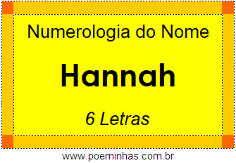 Numerologia do Nome Hannah