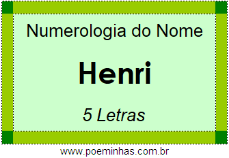 Numerologia do Nome Henri