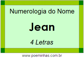 Numerologia do Nome Jean