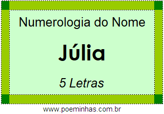 Numerologia do Nome Júlia