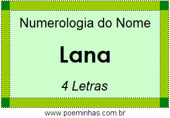 Numerologia do Nome Lana