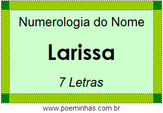 Numerologia do Nome Larissa