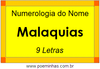 Numerologia do Nome Malaquias