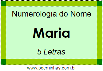 Numerologia do Nome Maria