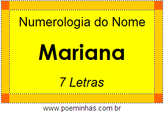 Numerologia do Nome Mariana