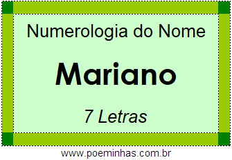 Numerologia do Nome Mariano