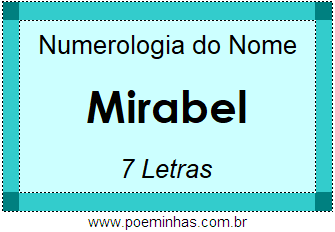 Numerologia do Nome Mirabel