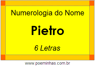 Numerologia do Nome Pietro
