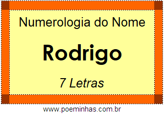 Numerologia do Nome Rodrigo