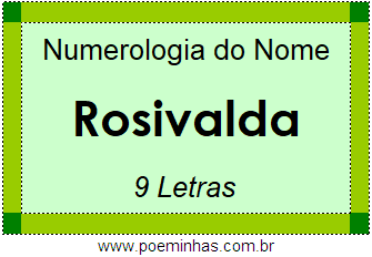 Numerologia do Nome Rosivalda