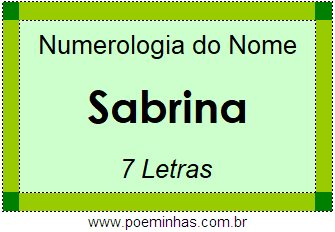 Numerologia do Nome Sabrina