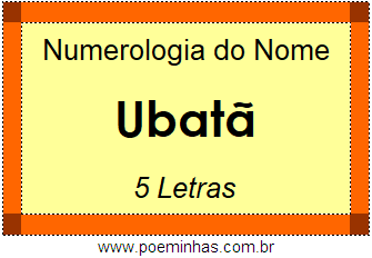 Numerologia do Nome Ubatã
