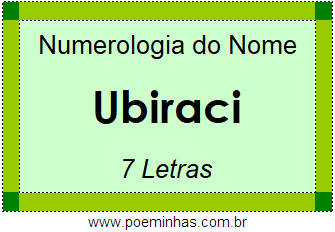 Numerologia do Nome Ubiraci