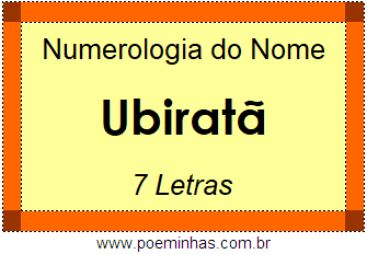 Numerologia do Nome Ubiratã