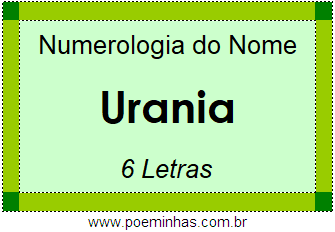 Numerologia do Nome Urania