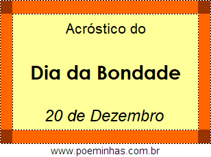 Acróstico Dia da Bondade