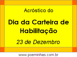 Acróstico Dia da Carteira de Habilitação