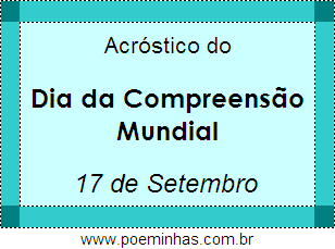 Acróstico Dia da Compreensão Mundial