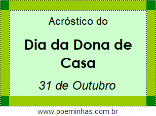 Acróstico Dia da Dona de Casa