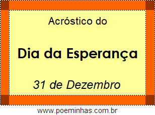 Acróstico Dia da Esperança