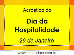 Acróstico Dia da Hospitalidade