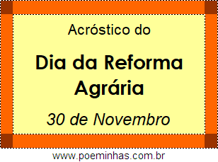 Acróstico Dia da Reforma Agrária