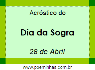 Acróstico Dia da Sogra