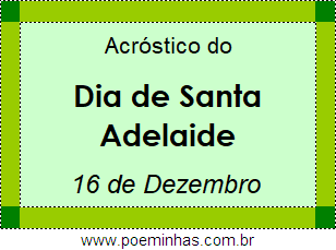 Acróstico Dia de Santa Adelaide