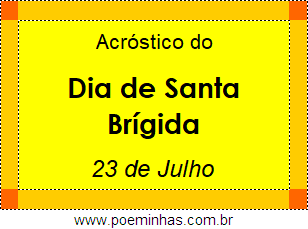 Acróstico Dia de Santa Brígida